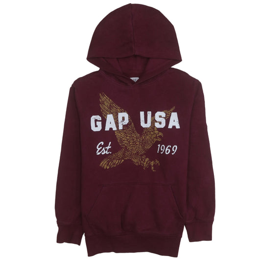 GAP Kids Boys Burgundy Pullover Hoodie XL Graphic Eagle Print 13 Years