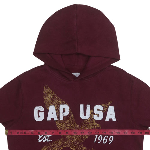 GAP Kids Boys Burgundy Pullover Hoodie XL Graphic Eagle Print 13 Years