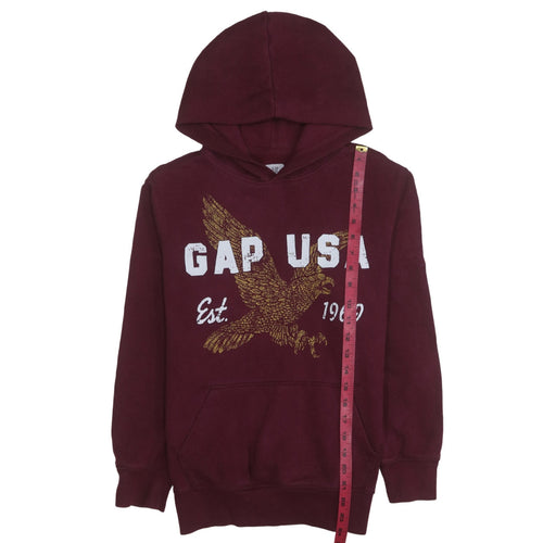 GAP Kids Boys Burgundy Pullover Hoodie XL Graphic Eagle Print 13 Years