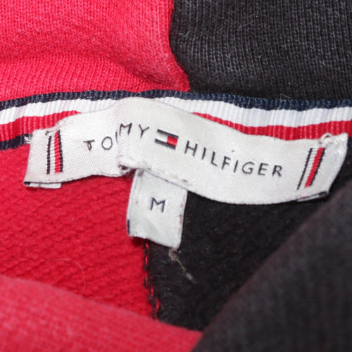 Tommy Hilfiger Men’s Red & Black Colour Block Pullover Hoodie Medium