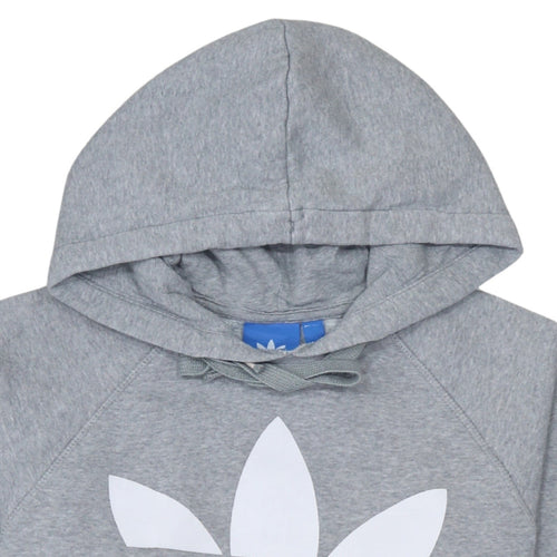Adidas Men's Grey Pullover Hoodie Small Logo Fleece Sweatshirt