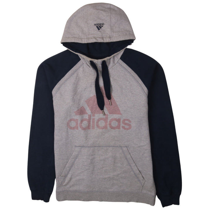 Adidas Men's Grey Pullover Hoodie L Sports Logo Climalite Cotton