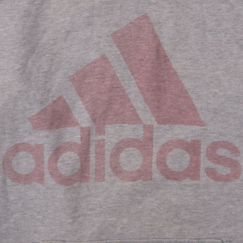 Adidas Men's Grey Pullover Hoodie L Sports Logo Climalite Cotton