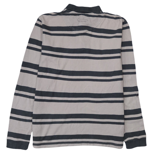 Columbia Men's Beige Striped Long Sleeve Polo Shirt Size M