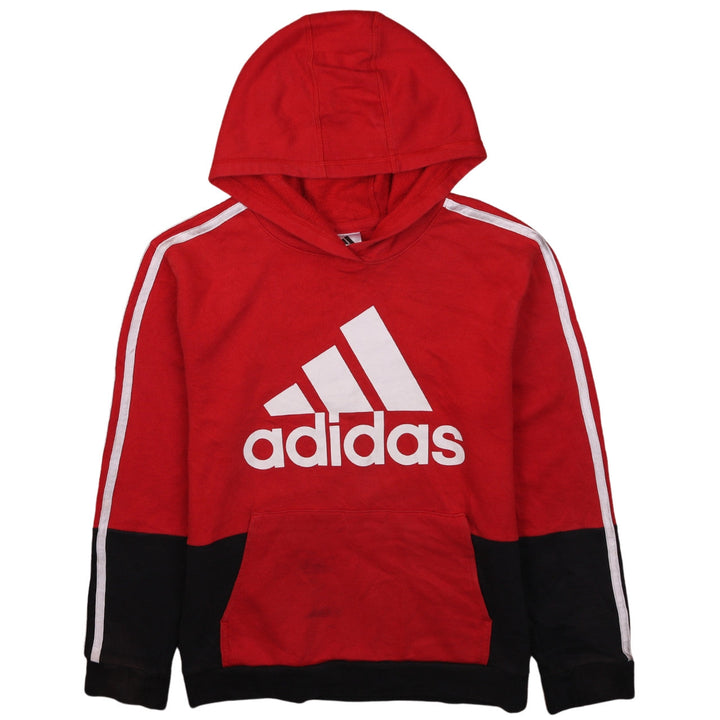 Adidas Boys Red Black Pullover Hoodie 14-16 Years Cotton Blend