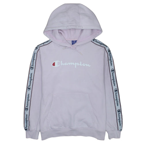Champion Womens Light Pink Pullover Hoodie Large Cotton Logo Trim