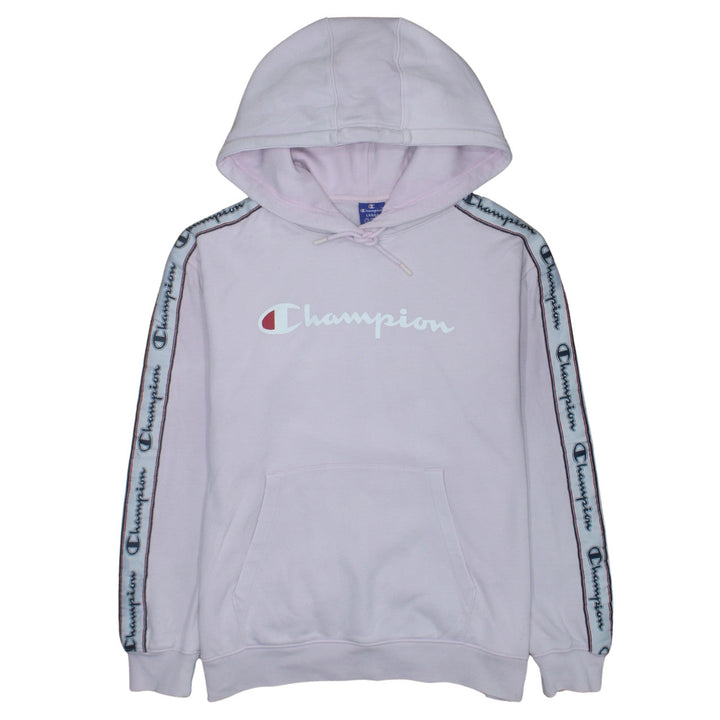 Champion Womens Light Pink Pullover Hoodie Large Cotton Logo Trim