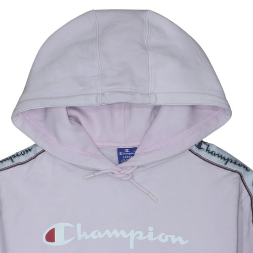 Champion Womens Light Pink Pullover Hoodie Large Cotton Logo Trim