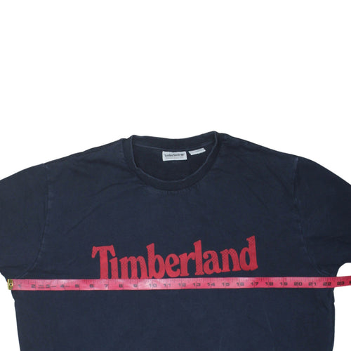 Timberland Men's Blue Logo Pullover Sweatshirt L Cotton Crew Neck