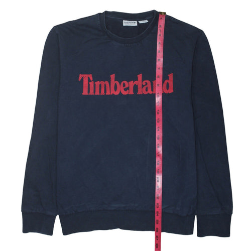Timberland Men's Blue Logo Pullover Sweatshirt L Cotton Crew Neck