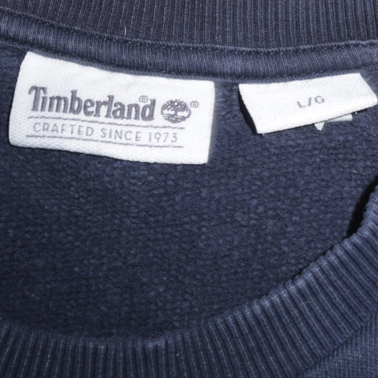 Timberland Men's Blue Logo Pullover Sweatshirt L Cotton Crew Neck