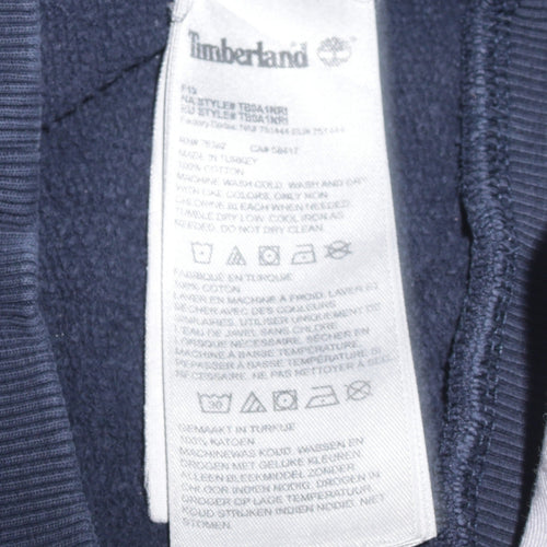 Timberland Men's Blue Logo Pullover Sweatshirt L Cotton Crew Neck