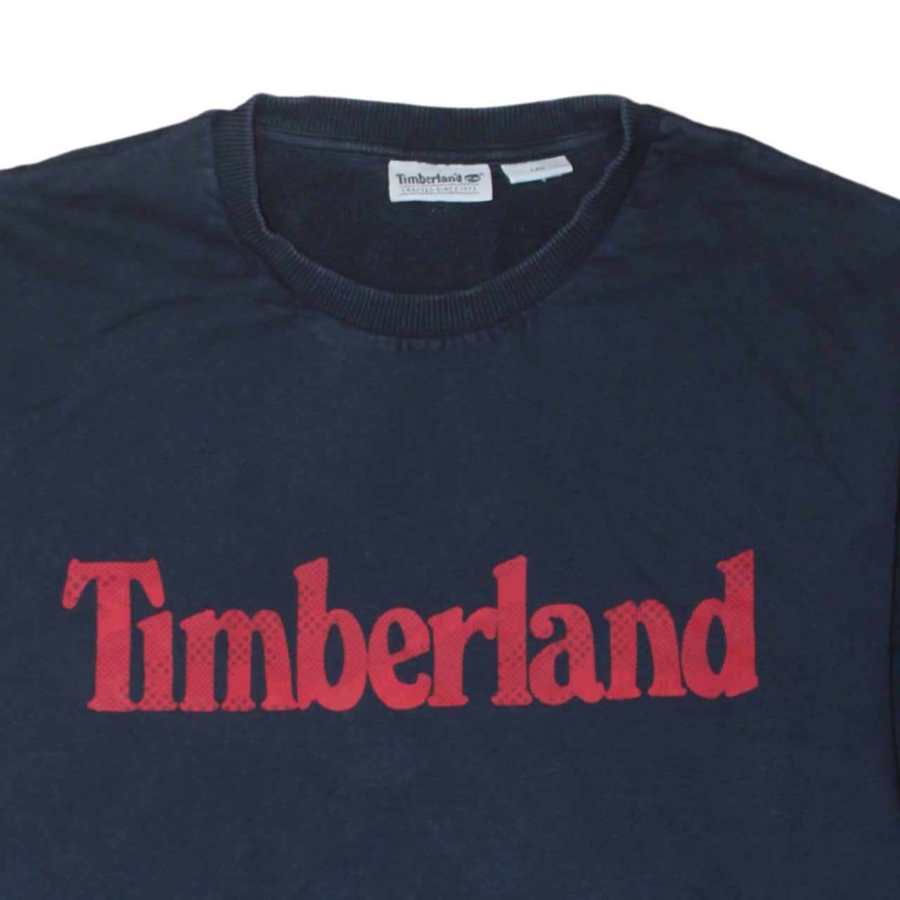 Timberland Men's Blue Logo Pullover Sweatshirt L Cotton Crew Neck