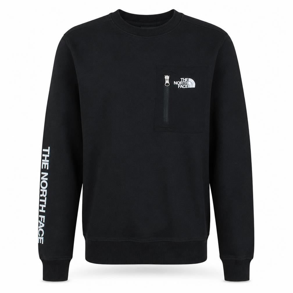 Front view of The North Face Men's Black Small Pullover Sweatshirt with Zip Pocket