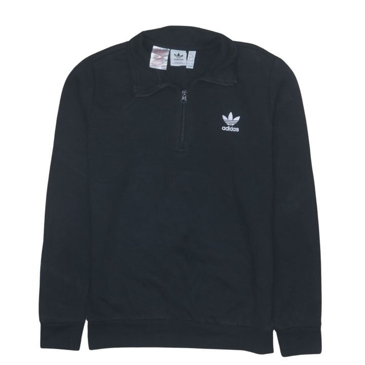 Adidas Boys Black 1/4 Zip Pullover Sweatshirt Size 13-14 Years