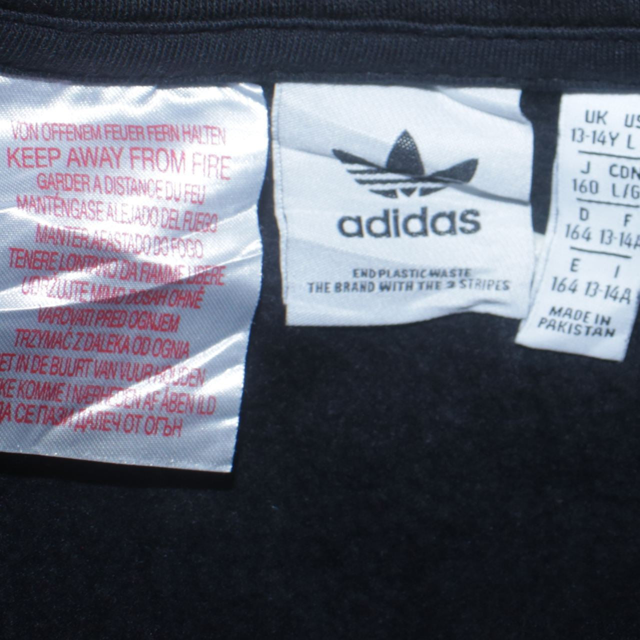 Adidas Boys Black 1/4 Zip Pullover Sweatshirt Size 13-14 Years