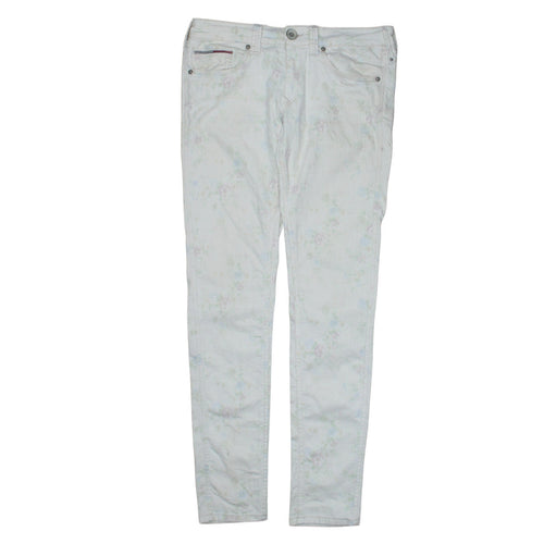 Tommy Hilfiger Women's White Floral Skinny Jeans Size 14