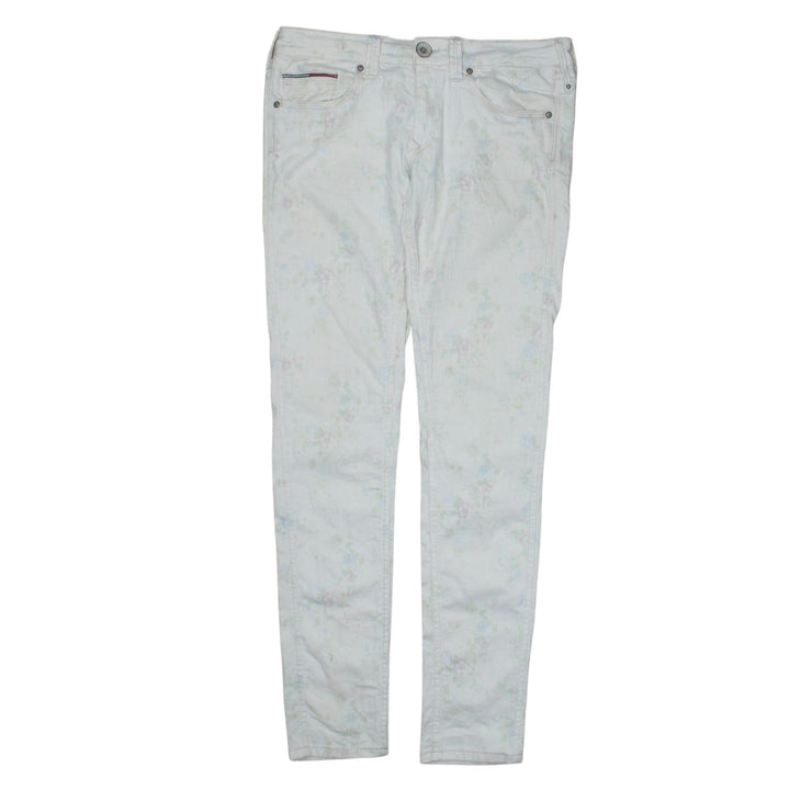 Tommy Hilfiger Women's White Floral Skinny Jeans Size 14