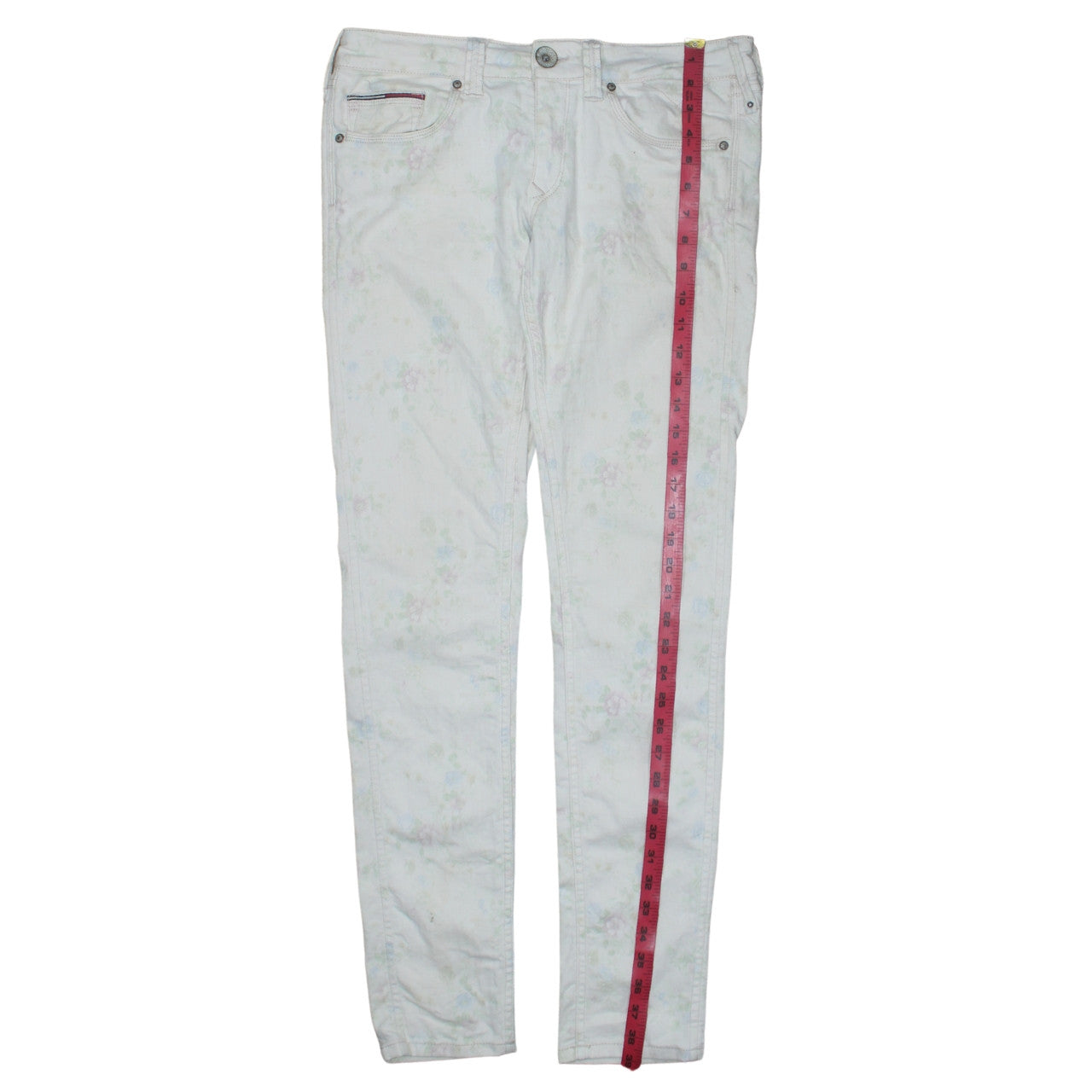 Tommy Hilfiger Women's White Floral Skinny Jeans Size 14