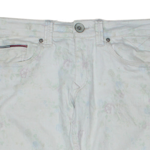 Tommy Hilfiger Women's White Floral Skinny Jeans Size 14