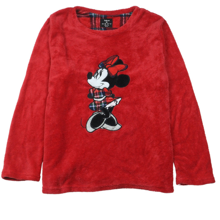 Disney Women Red Fleece Minnie Mouse Pyjama Top Size 12-14