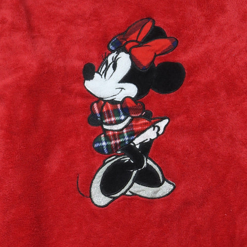 Disney Women Red Fleece Minnie Mouse Pyjama Top Size 12-14