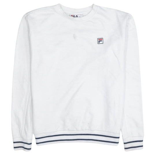 FILA Men's White Crew Neck Logo Sweatshirt Size L Pullover