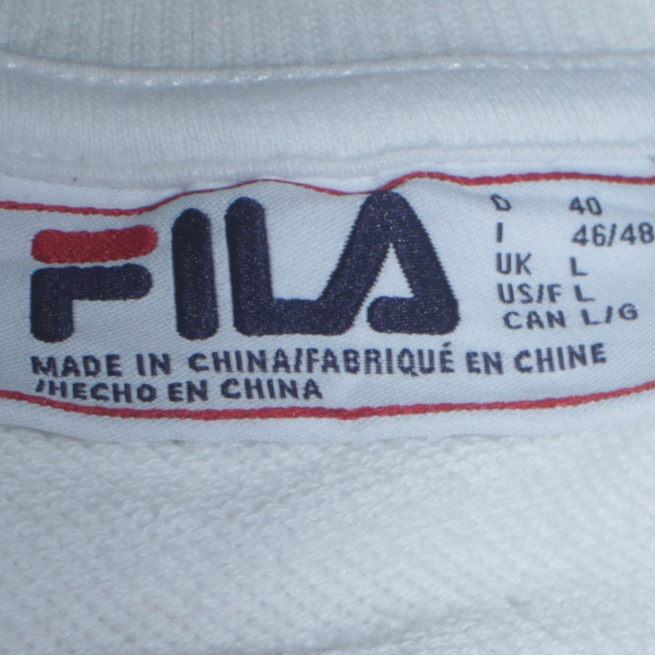 FILA Men's White Crew Neck Logo Sweatshirt Size L Pullover