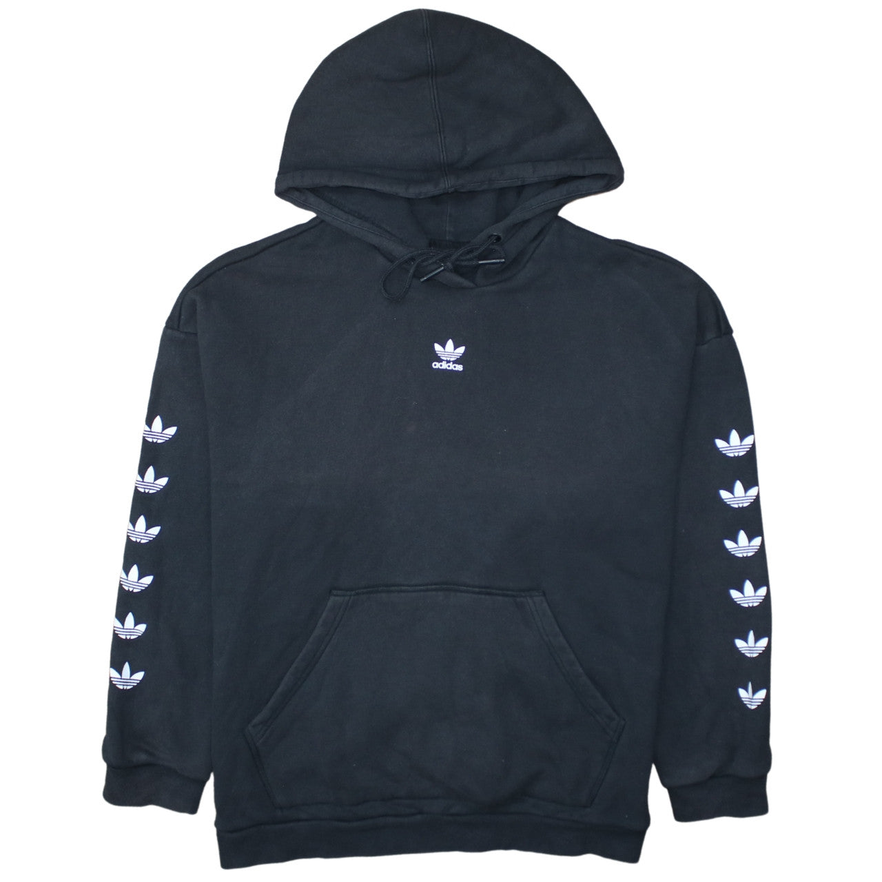 Adidas Women Black Hoodie UK 12 Pullover Hooded Sweatshirt