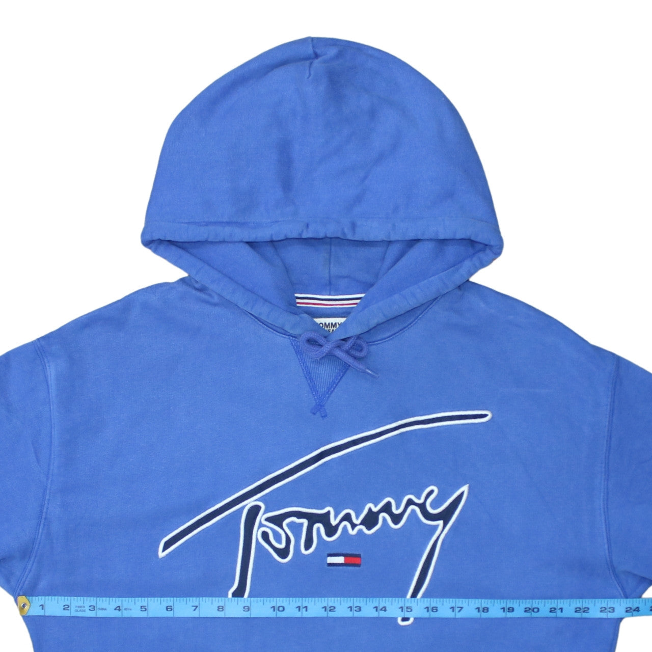 Tommy Jeans Men's Blue Pullover Hoodie L Embroidered Logo Cotton