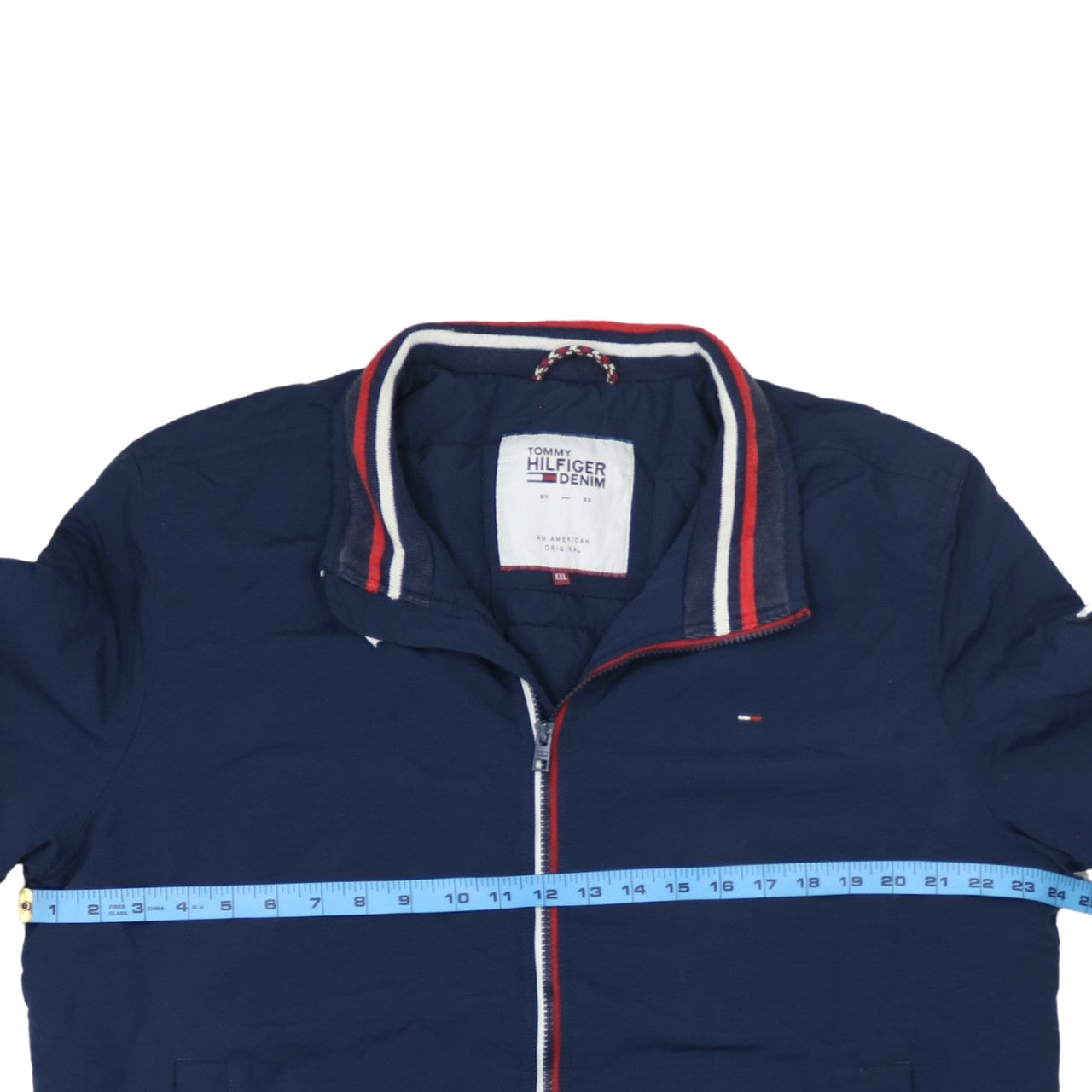 Tommy Hilfiger Men's Blue 2XL Bomber Jacket with Zip Pockets