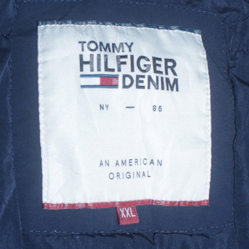 Tommy Hilfiger Men's Blue 2XL Bomber Jacket with Zip Pockets