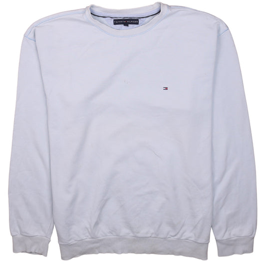 Tommy Hilfiger Men White XL Pullover Sweatshirt Classic Crew Neck
