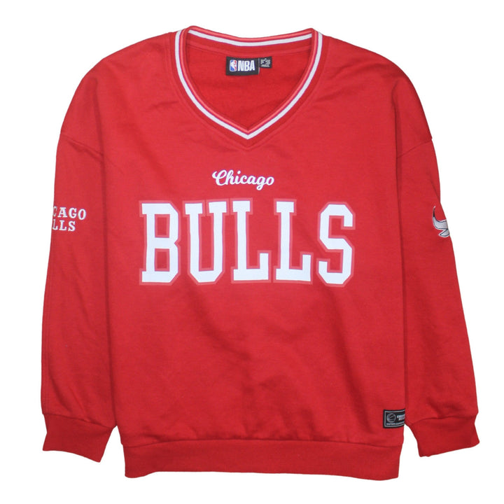 NBA Women Red Chicago Bulls V-Neck Pullover Sweatshirt Medium
