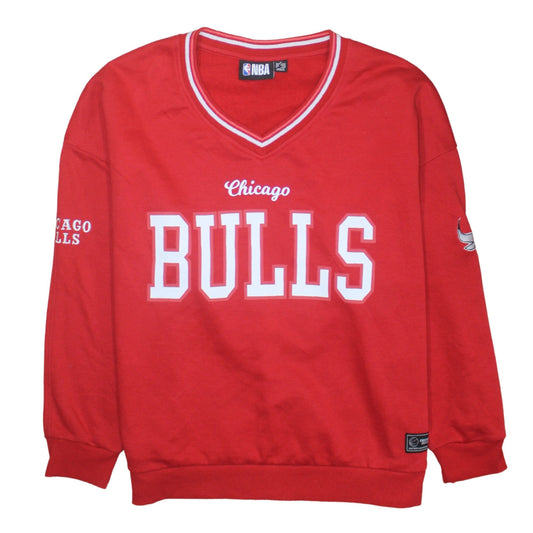 NBA Women Red Chicago Bulls V-Neck Pullover Sweatshirt Medium