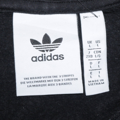 Adidas Men's Black Pullover Hoodie L Regular Fit Logo Sportswear