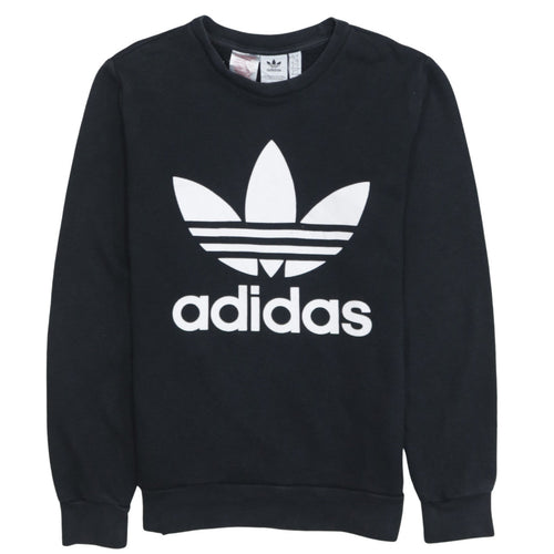 Adidas Boys Black Trefoil Crew Neck Pullover Sweatshirt 13-14 Years