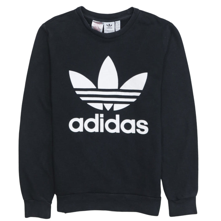 Adidas Boys Black Trefoil Crew Neck Pullover Sweatshirt 13-14 Years