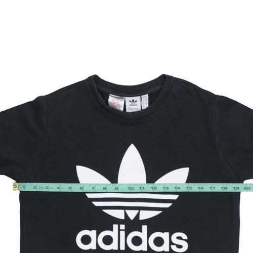 Adidas Boys Black Trefoil Crew Neck Pullover Sweatshirt 13-14 Years