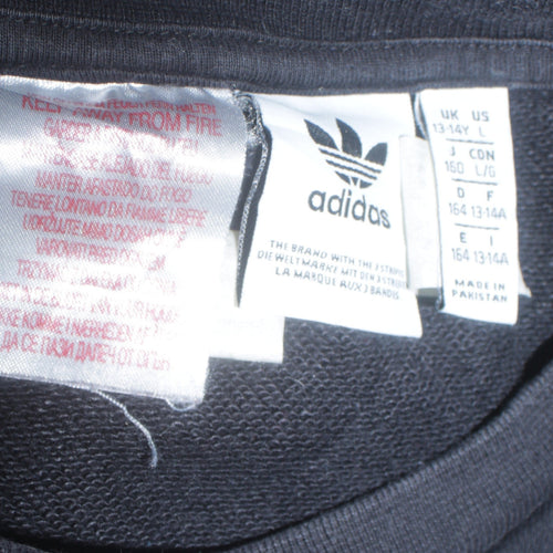 Adidas Boys Black Trefoil Crew Neck Pullover Sweatshirt 13-14 Years