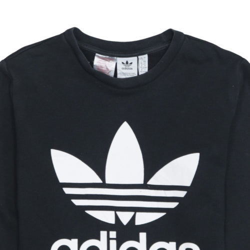 Adidas Boys Black Trefoil Crew Neck Pullover Sweatshirt 13-14 Years