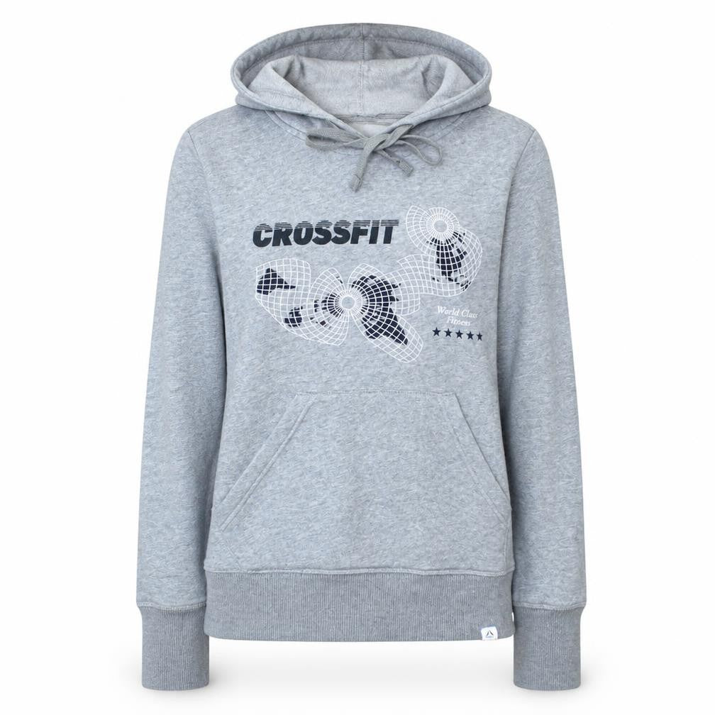 Front view of Reebok CrossFit Women's Grey Pullover Hoodie XS Athletic Fit