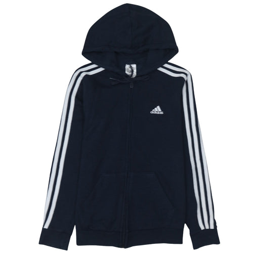 Adidas Womens Navy Full Zip Hoodie Size S 8-10 Hooded Sweatshirt