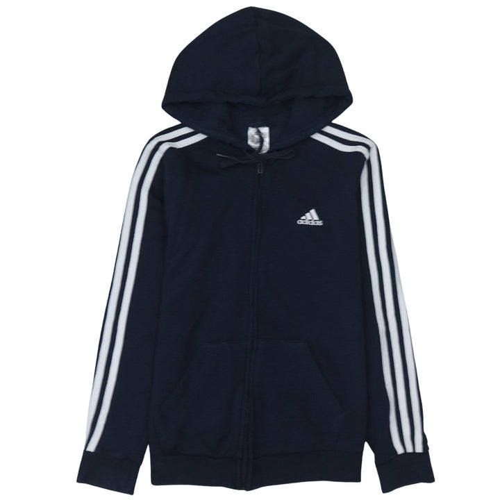 Adidas Womens Navy Full Zip Hoodie Size S 8-10 Hooded Sweatshirt