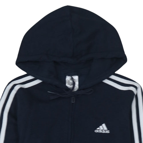 Adidas Womens Navy Full Zip Hoodie Size S 8-10 Hooded Sweatshirt