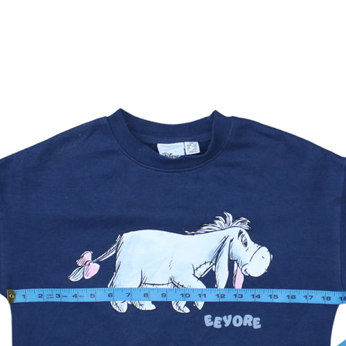 Disney Women Eeyore Blue Crew Neck Pullover Sweatshirt Size 2XS