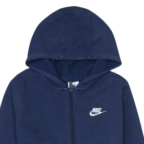 Nike Boys Blue Full Zip Hoodie XL (158-170cm) Classic Logo Fleece