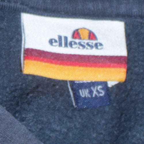 Ellesse Mens Blue Pullover Hoodie XS Logo Fleece Sweatshirt