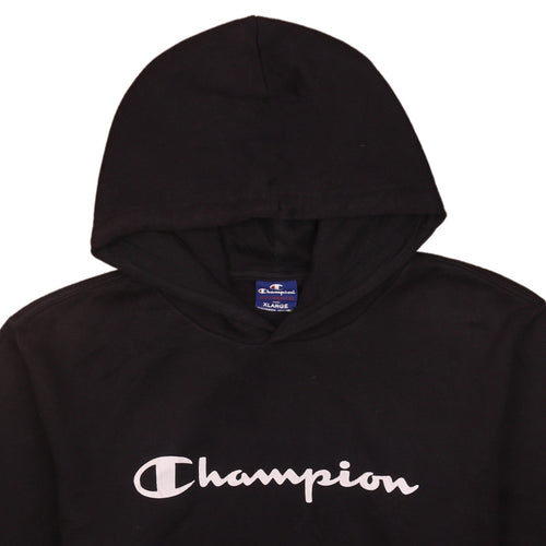 Champion Mens Black XL Pullover Hoodie with Logo Print