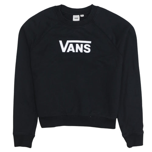 Vans Womens Black Crew Neck Sweatshirt Size S Logo Cotton Pullover